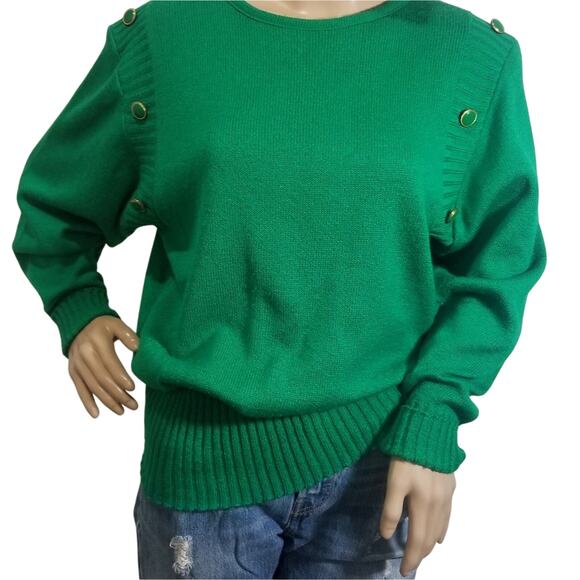 Neiman Marcus Sweater Womens 10 Green Pullover Made in USA Vintage - Picture 2 of 10
